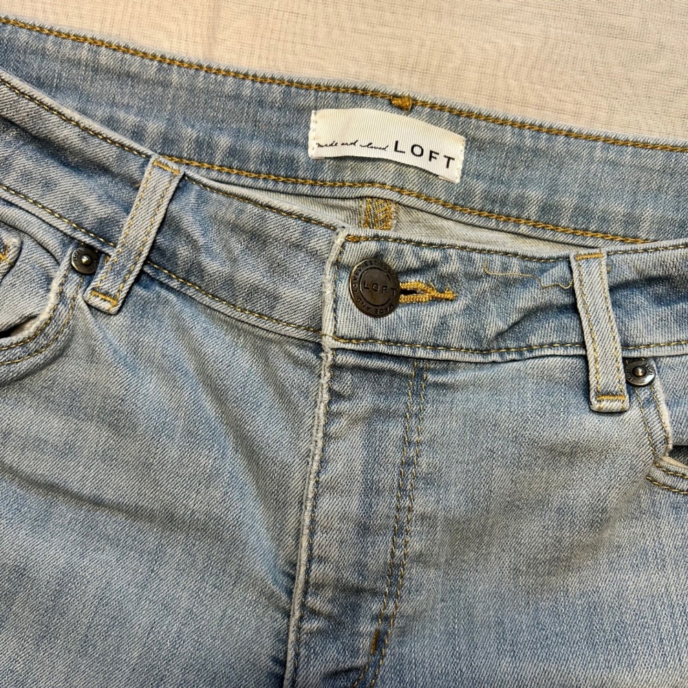 LOFT Curvy Skinny Crop Jeans Womens 8 Light Blue Denim Stretch Cropped Pants